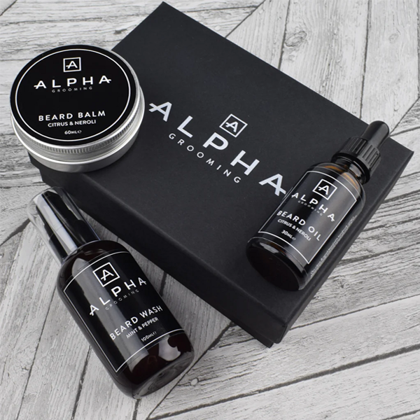 printed beard care kit boxes