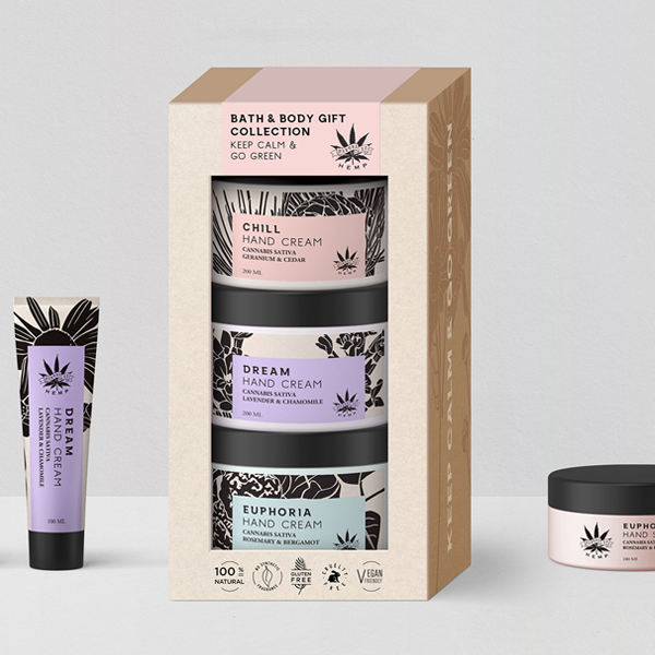 printed hemp cream boxes